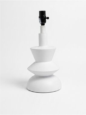 Rivet Amazon Modern White Ceramic Geometric Stacked Table Lamp Base EUC